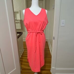 Salmon, pink dress size large, sleeveless tie waist, side slits